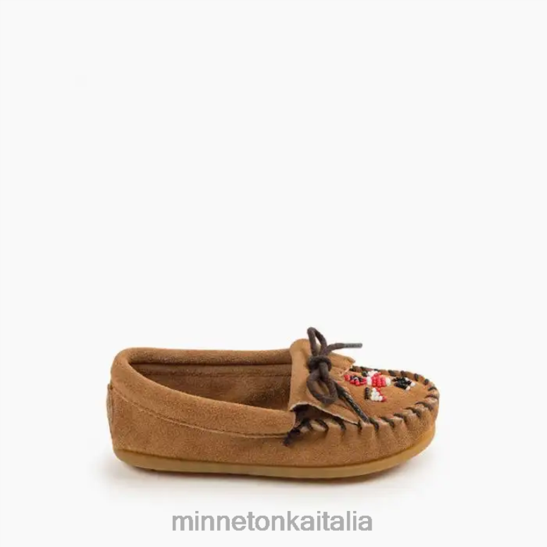 Minnetonka Moc. Thunderbird bambini tortora calzature R864L462