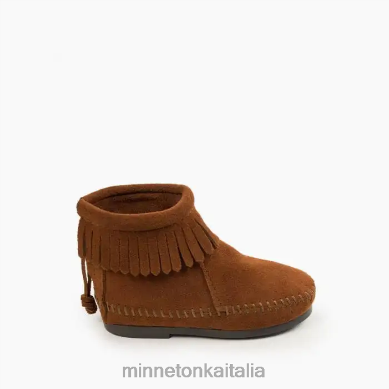 Minnetonka stivale rigido con cerniera posteriore bambini marrone calzature R864L469