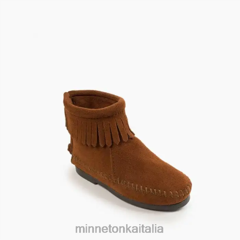 Minnetonka stivale rigido con cerniera posteriore bambini marrone calzature R864L469