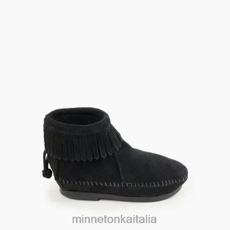 Minnetonka stivale rigido con cerniera posteriore bambini nero calzature R864L468