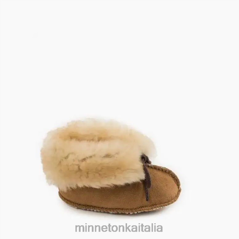Minnetonka stivaletto di pelle di pecora bambini abbronzatura dorata calzature R864L483