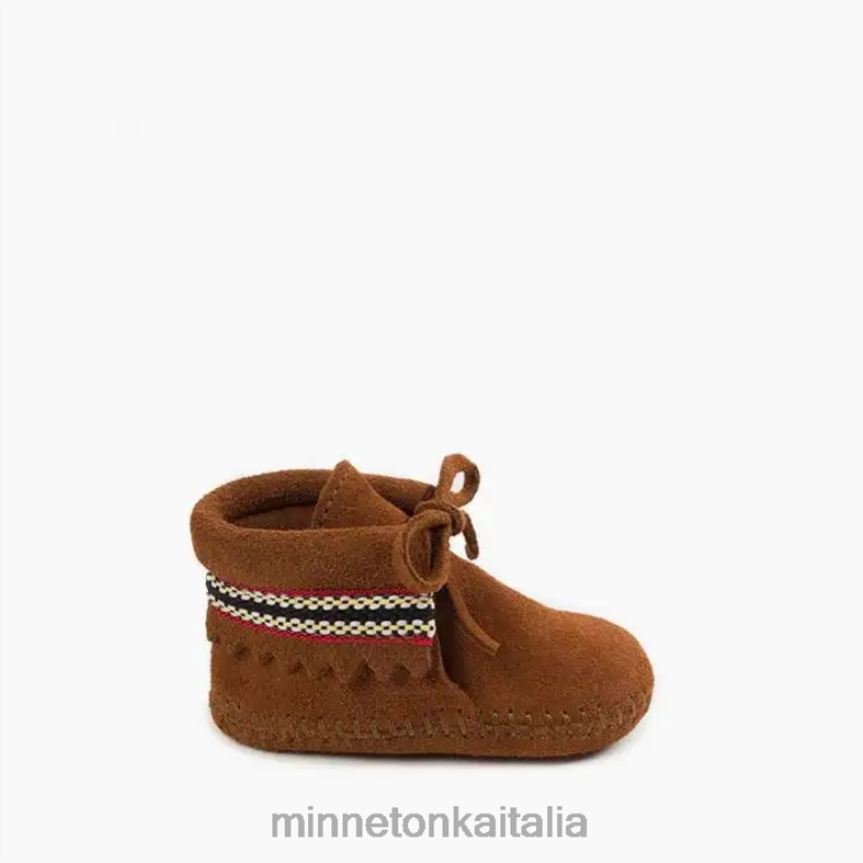 Minnetonka stivaletto intrecciato bambini marrone calzature R864L484