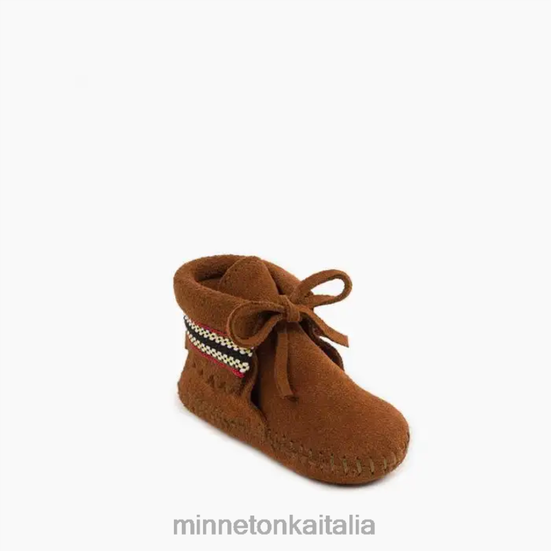 Minnetonka stivaletto intrecciato bambini marrone calzature R864L484