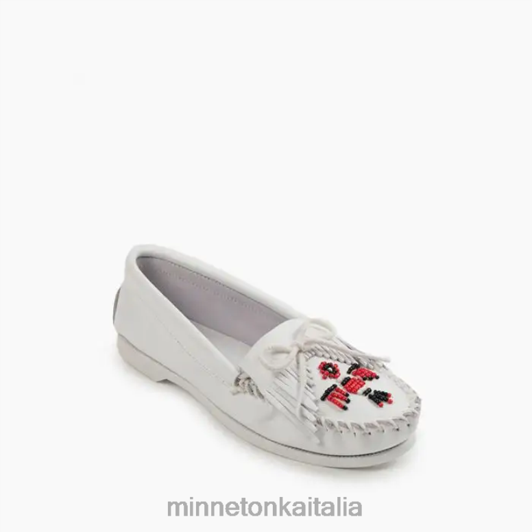 Minnetonka Moc. Barca Thunderbird donne bianco calzature R864L103