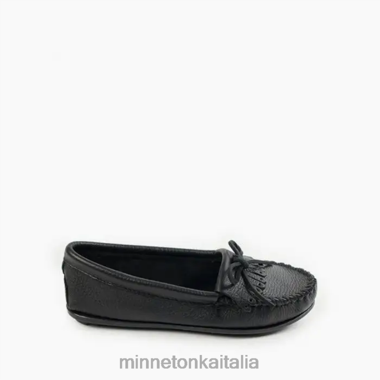 Minnetonka kilt di pelle di daino donne nero calzature R864L94