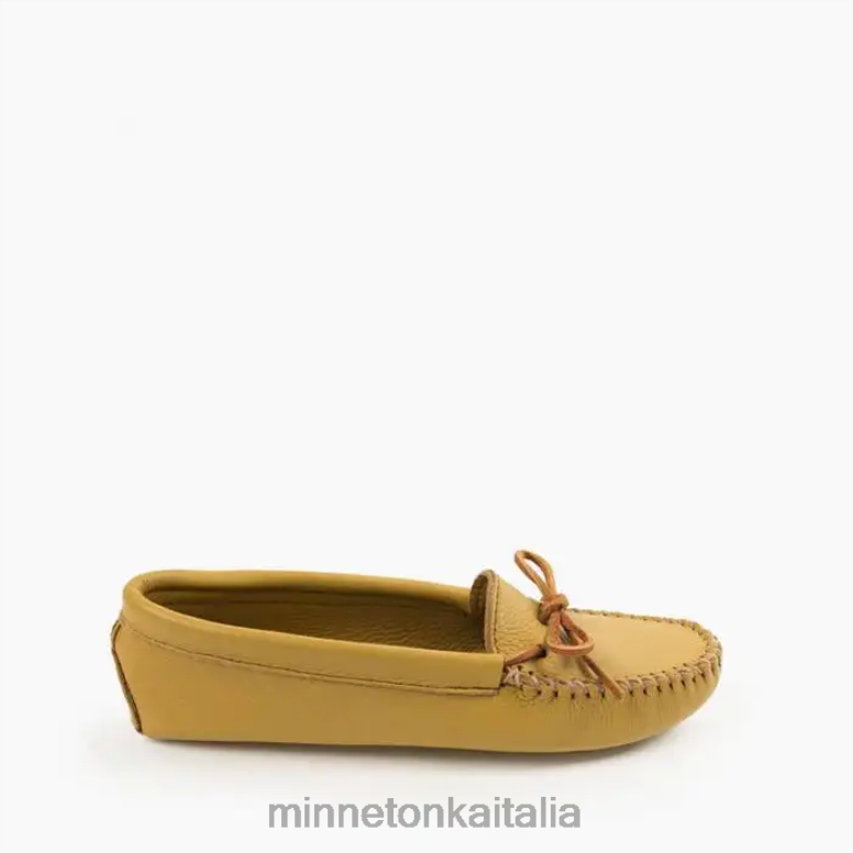 Minnetonka morbida suola in doppia pelle di cervo donne naturale calzature R864L66