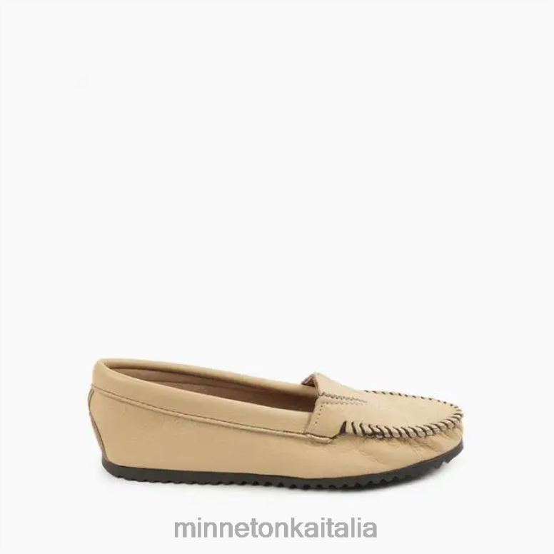 Minnetonka parte anteriore in pelle di daino donne Champagne calzature R864L121