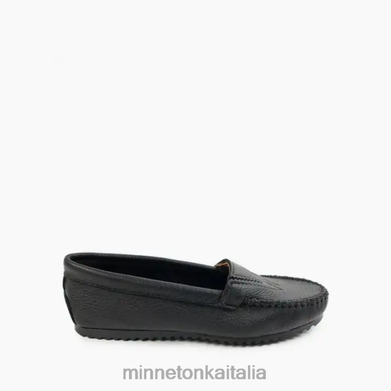 Minnetonka parte anteriore in pelle di daino donne nero calzature R864L120
