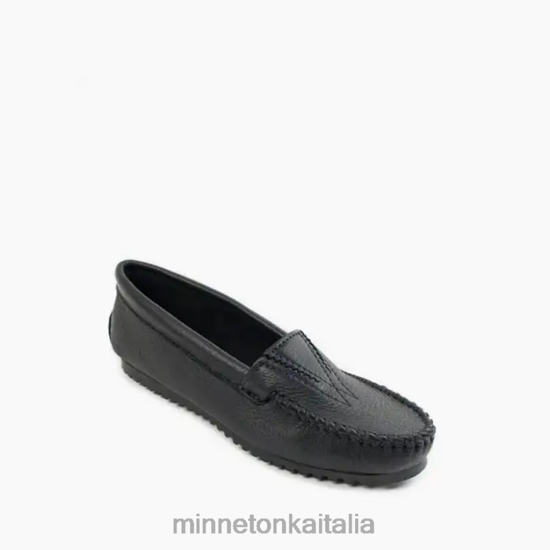 Minnetonka parte anteriore in pelle di daino donne nero calzature R864L120