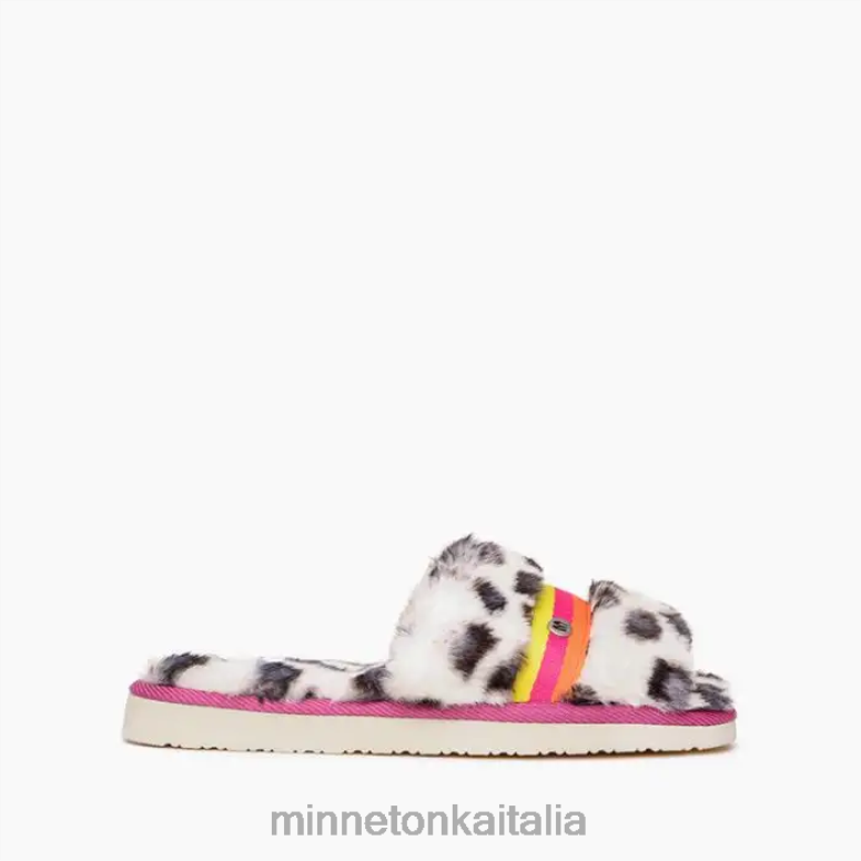 Minnetonka Londra donne stampa leopardata bianca calzature R864L279