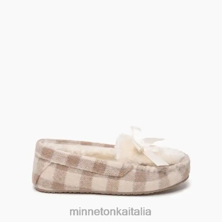 Minnetonka così donne plaid di bufalo color crema calzature R864L303