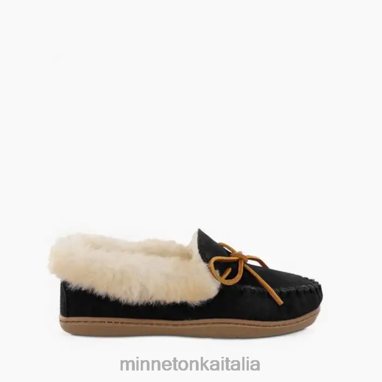 Minnetonka moc in montone alpino donne nero calzature R864L224