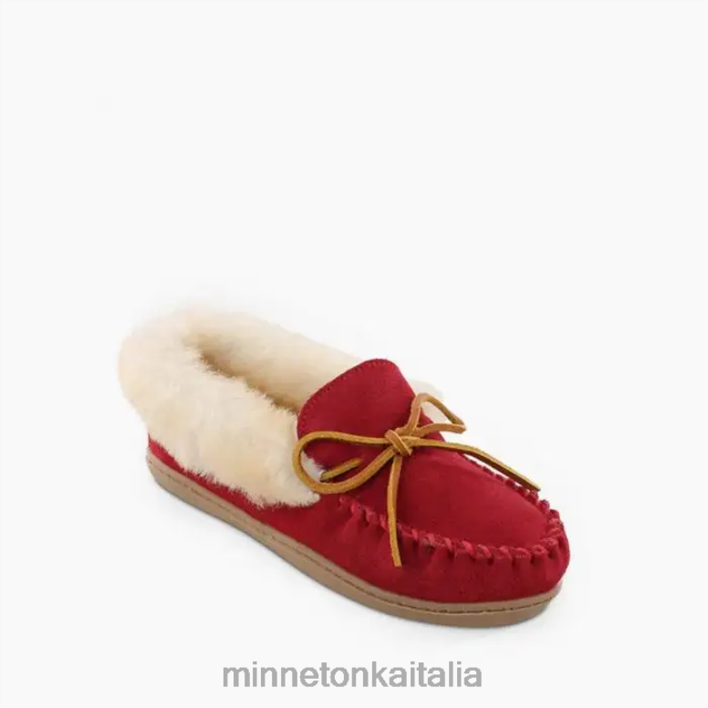 Minnetonka moc in montone alpino donne rosso calzature R864L228