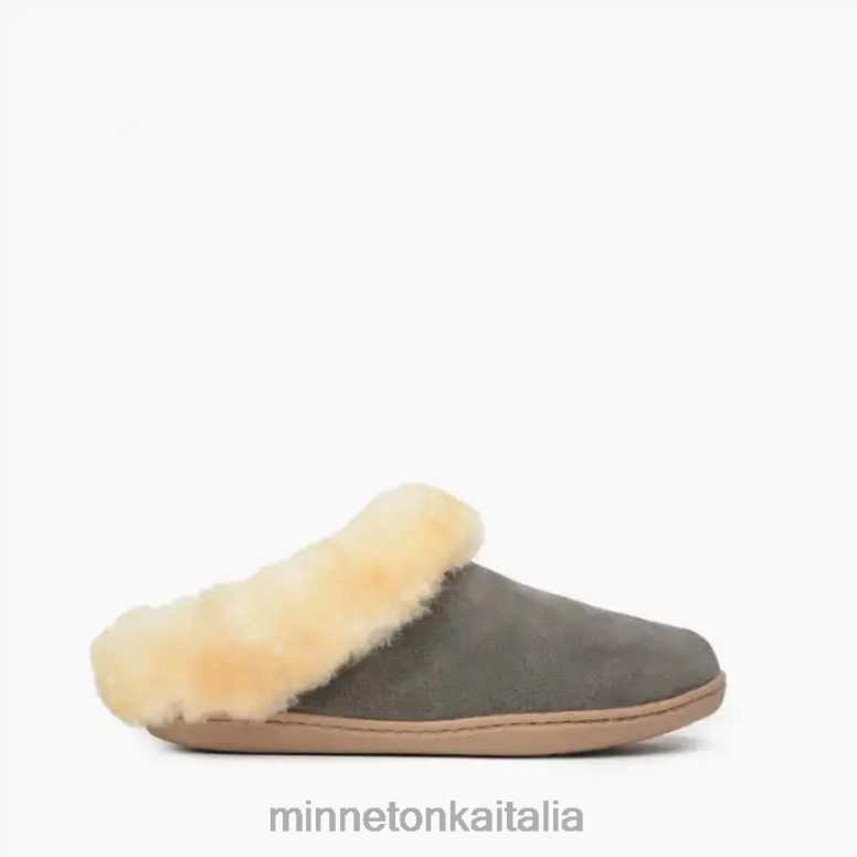 Minnetonka mulo di pelle di pecora donne grigio calzature R864L233