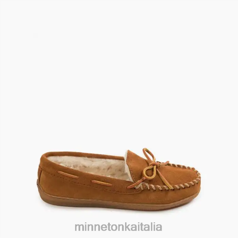 Minnetonka suola rigida rivestita in pile donne marrone calzature R864L215