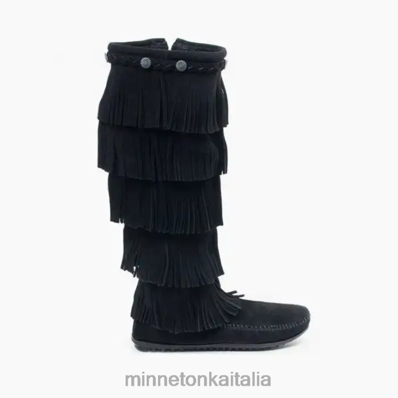 Minnetonka Stivale con frange a 5 strati donne nero calzature R864L27