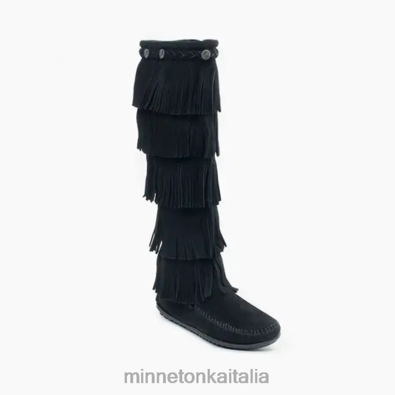 Minnetonka Stivale con frange a 5 strati donne nero calzature R864L27