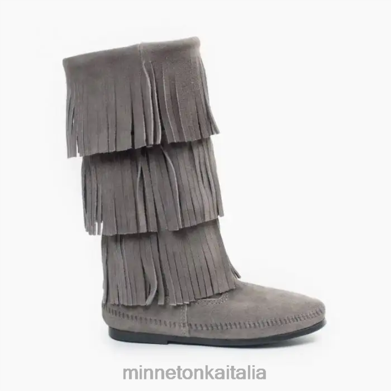 Minnetonka Stivaletto con frange a 3 strati donne grigio calzature R864L3