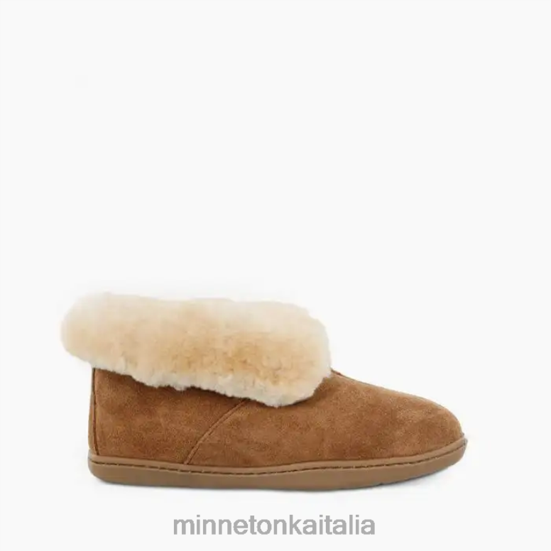 Minnetonka Stivaletto in pelle di pecora donne abbronzatura dorata calzature R864L34