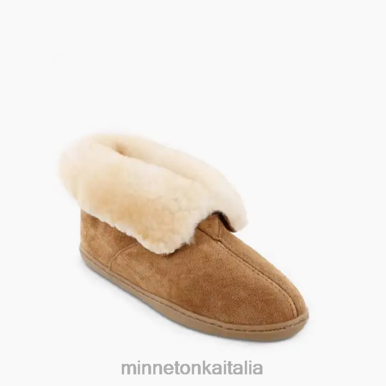 Minnetonka Stivaletto in pelle di pecora donne abbronzatura dorata calzature R864L34