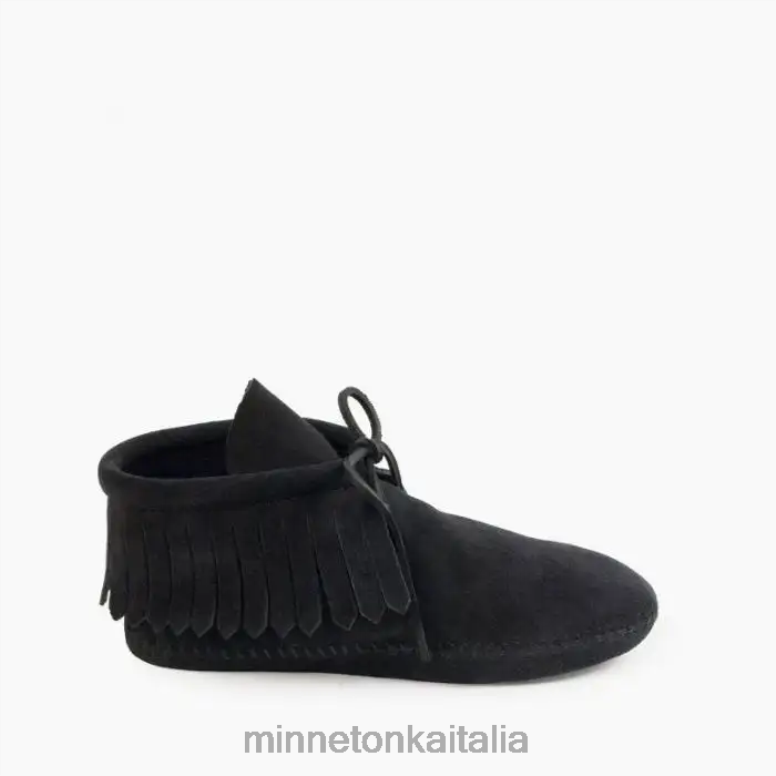 Minnetonka classico stivale con suola morbida con frange donne nero calzature R864L18