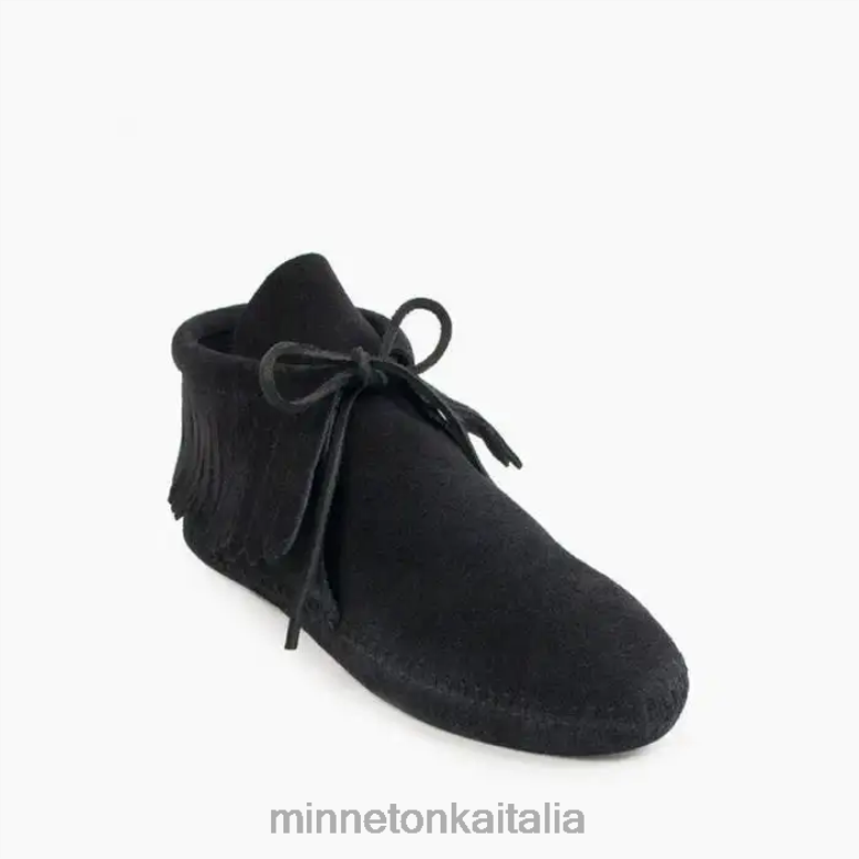 Minnetonka classico stivale con suola morbida con frange donne nero calzature R864L18