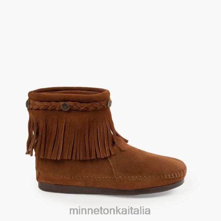 Minnetonka stivale alto con cerniera sul retro donne marrone calzature R864L10