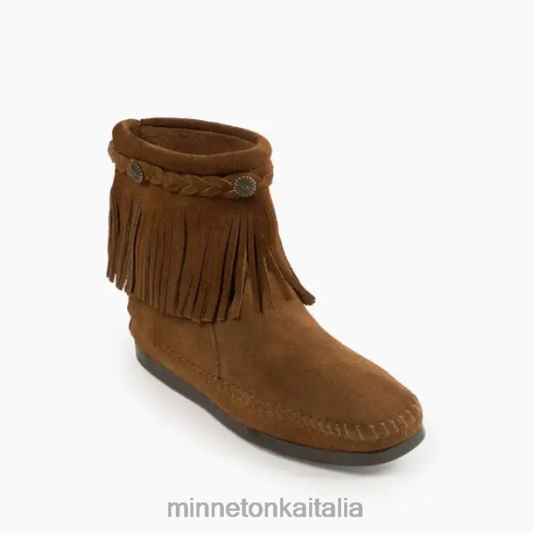 Minnetonka stivale alto con cerniera sul retro donne marrone polvere calzature R864L11
