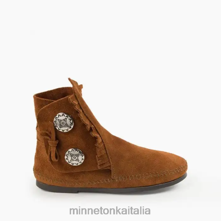 Minnetonka stivale rigido a due bottoni donne marrone calzature R864L32