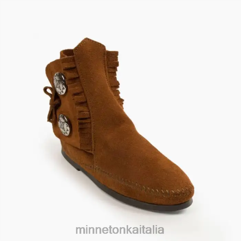 Minnetonka stivale rigido a due bottoni donne marrone calzature R864L32