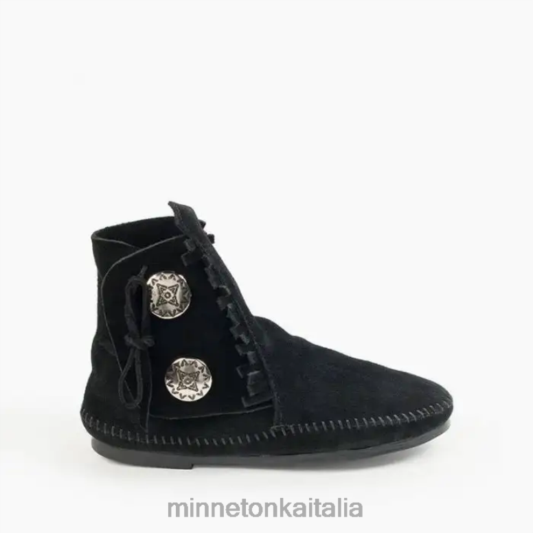 Minnetonka stivale rigido a due bottoni donne nero calzature R864L31