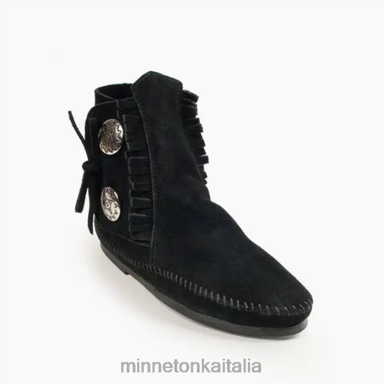 Minnetonka stivale rigido a due bottoni donne nero calzature R864L31