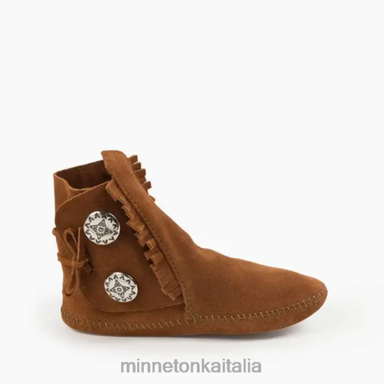 Minnetonka stivale softsole a due bottoni donne marrone calzature R864L36