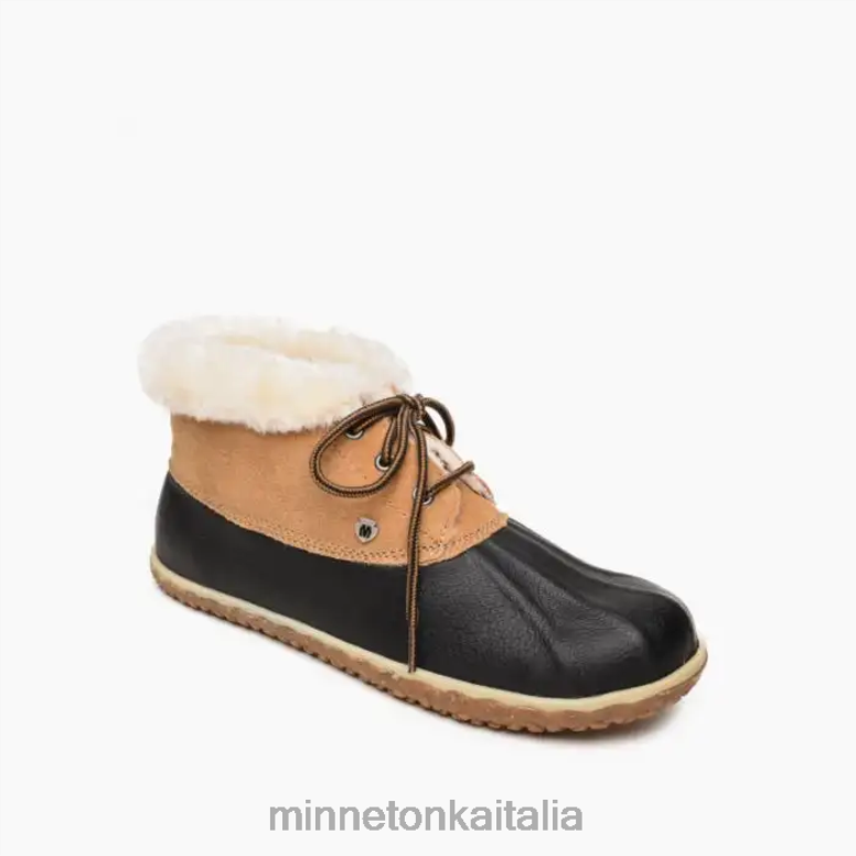 Minnetonka tega donne nero e marrone chiaro calzature R864L51