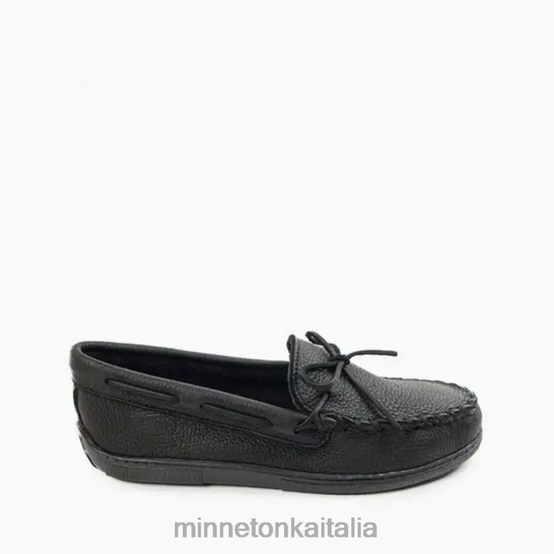Minnetonka classico in pelle d'alce uomini nero calzature R864L324