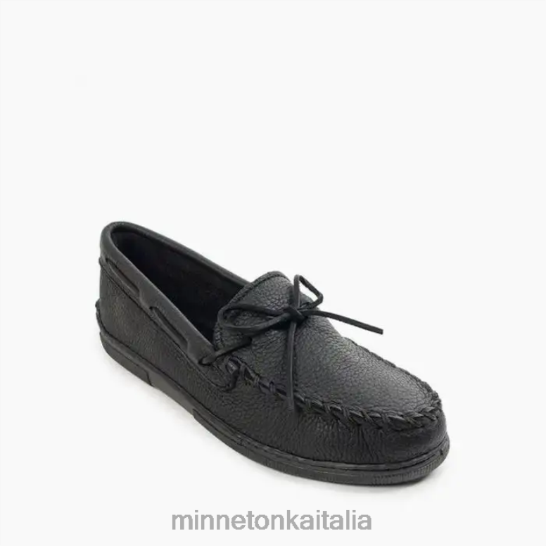 Minnetonka classico in pelle d'alce uomini nero calzature R864L324