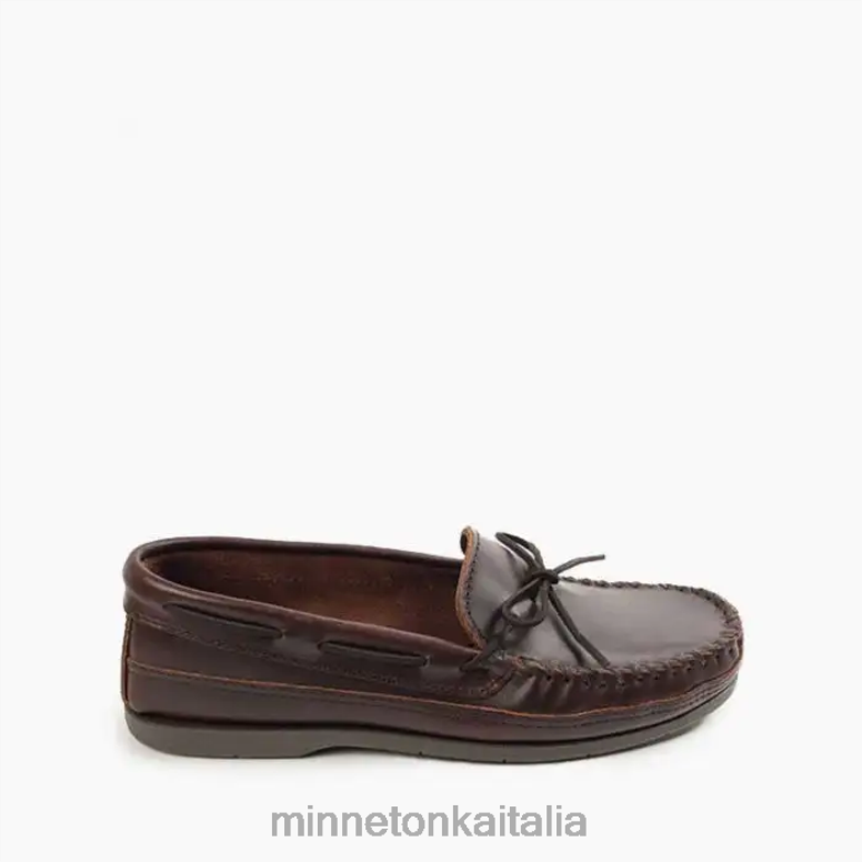 Minnetonka moc essenziale con suola rigida uomini Marrone scuro calzature R864L340