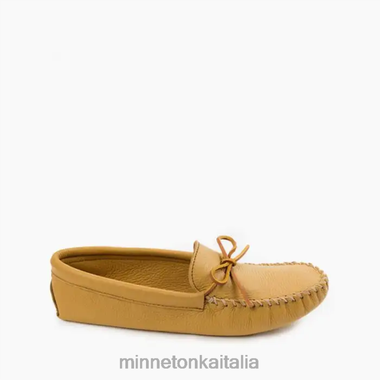Minnetonka morbida suola in doppia pelle di cervo uomini naturale calzature R864L337
