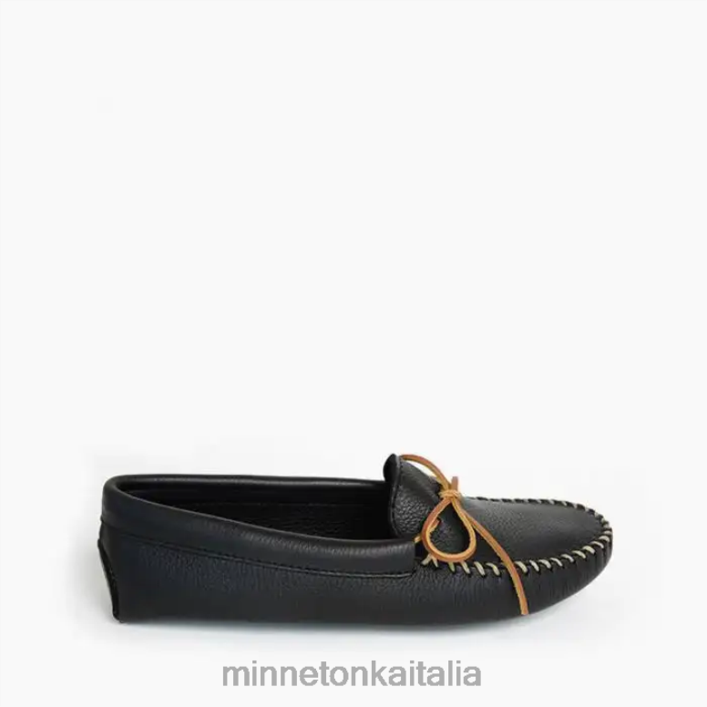 Minnetonka morbida suola in doppia pelle di cervo uomini nero calzature R864L335