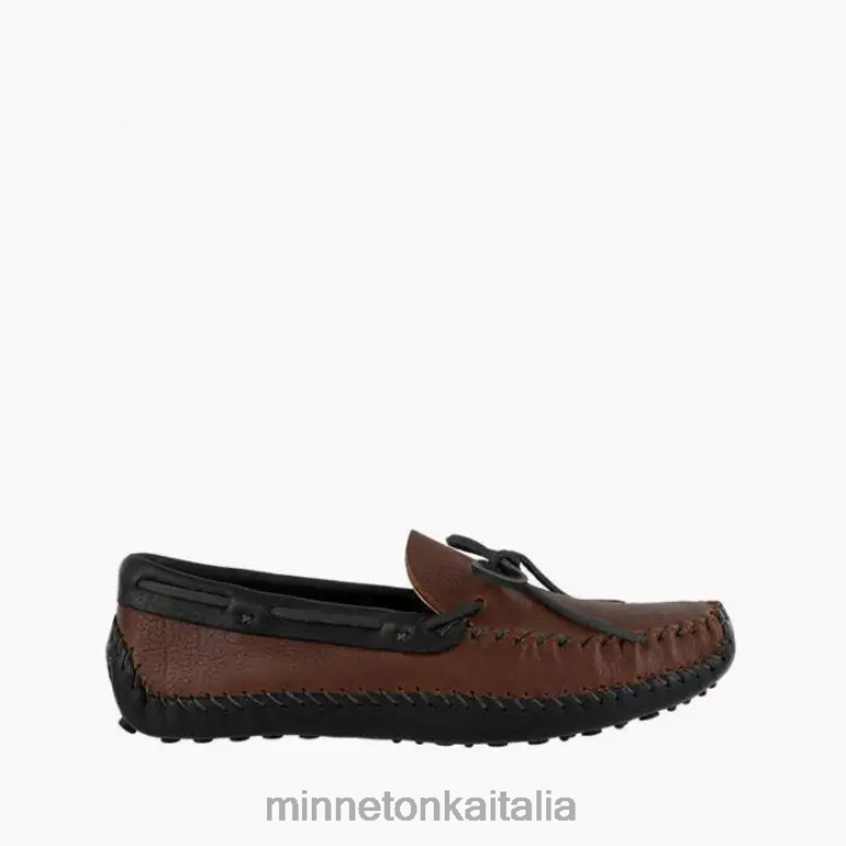Minnetonka p.w. guida moc uomini marrone superiore e nero inferiore calzature R864L390