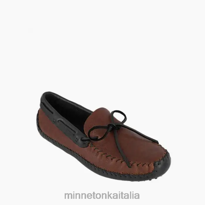 Minnetonka p.w. guida moc uomini marrone superiore e nero inferiore calzature R864L390