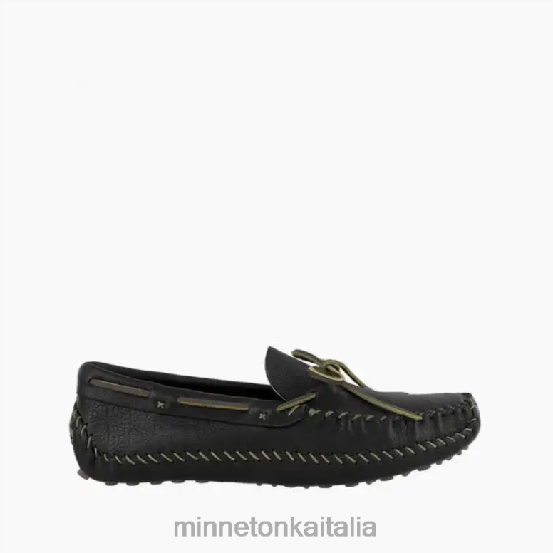Minnetonka p.w. guida moc uomini oliva nera calzature R864L380