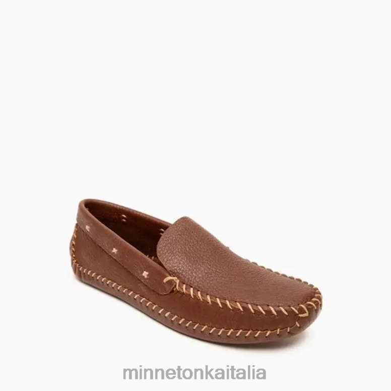 Minnetonka p.w. mocassino da guida con suola morbida uomini marrone calzature R864L374