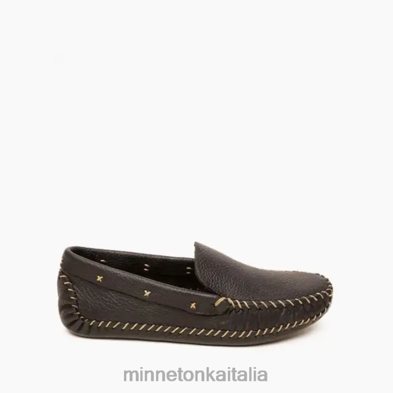 Minnetonka p.w. mocassino da guida con suola morbida uomini nero e naturale calzature R864L373