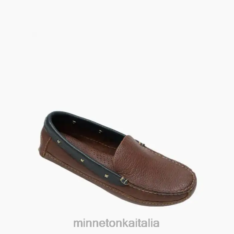 Minnetonka p.w. mocassino da guida uomini marrone con colletto nero calzature R864L392