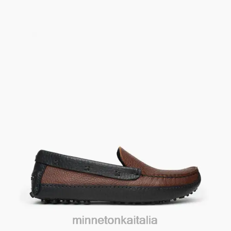 Minnetonka p.w. mocassino da guida uomini marrone superiore e nero inferiore calzature R864L386