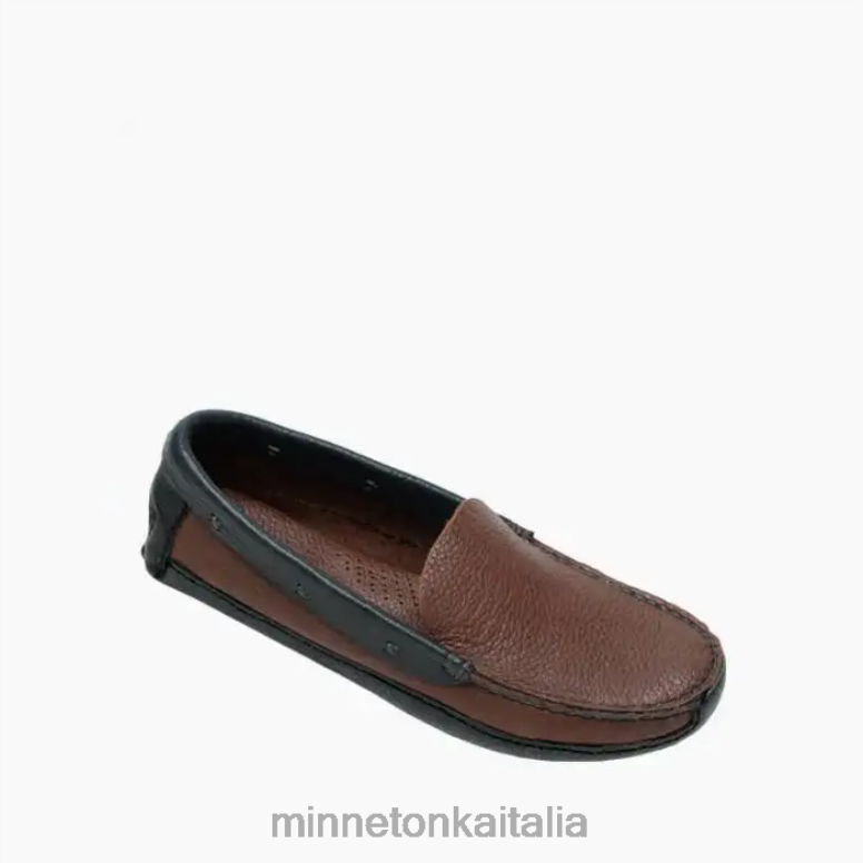 Minnetonka p.w. mocassino da guida uomini marrone superiore e nero inferiore calzature R864L386