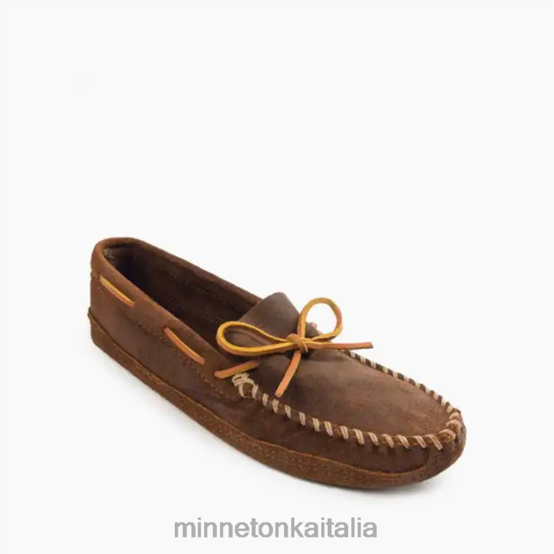 Minnetonka suola morbida con doppio fondo uomini gorgiera marrone calzature R864L334