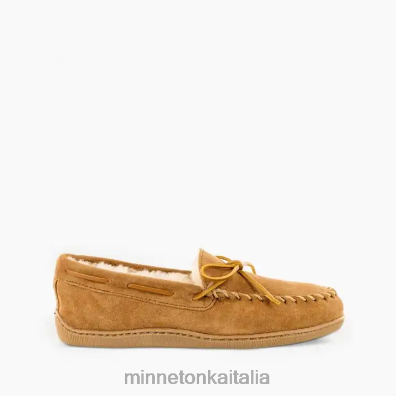 Minnetonka moc suola rigida in montone uomini abbronzatura dorata calzature R864L402