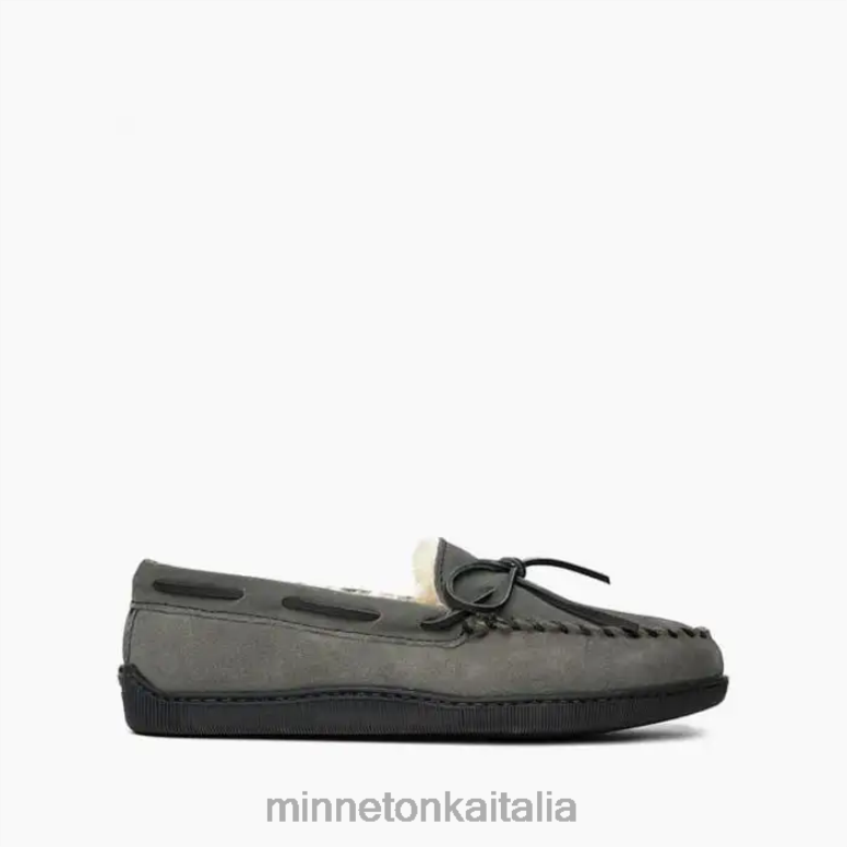 Minnetonka moc suola rigida in montone uomini grigio calzature R864L403